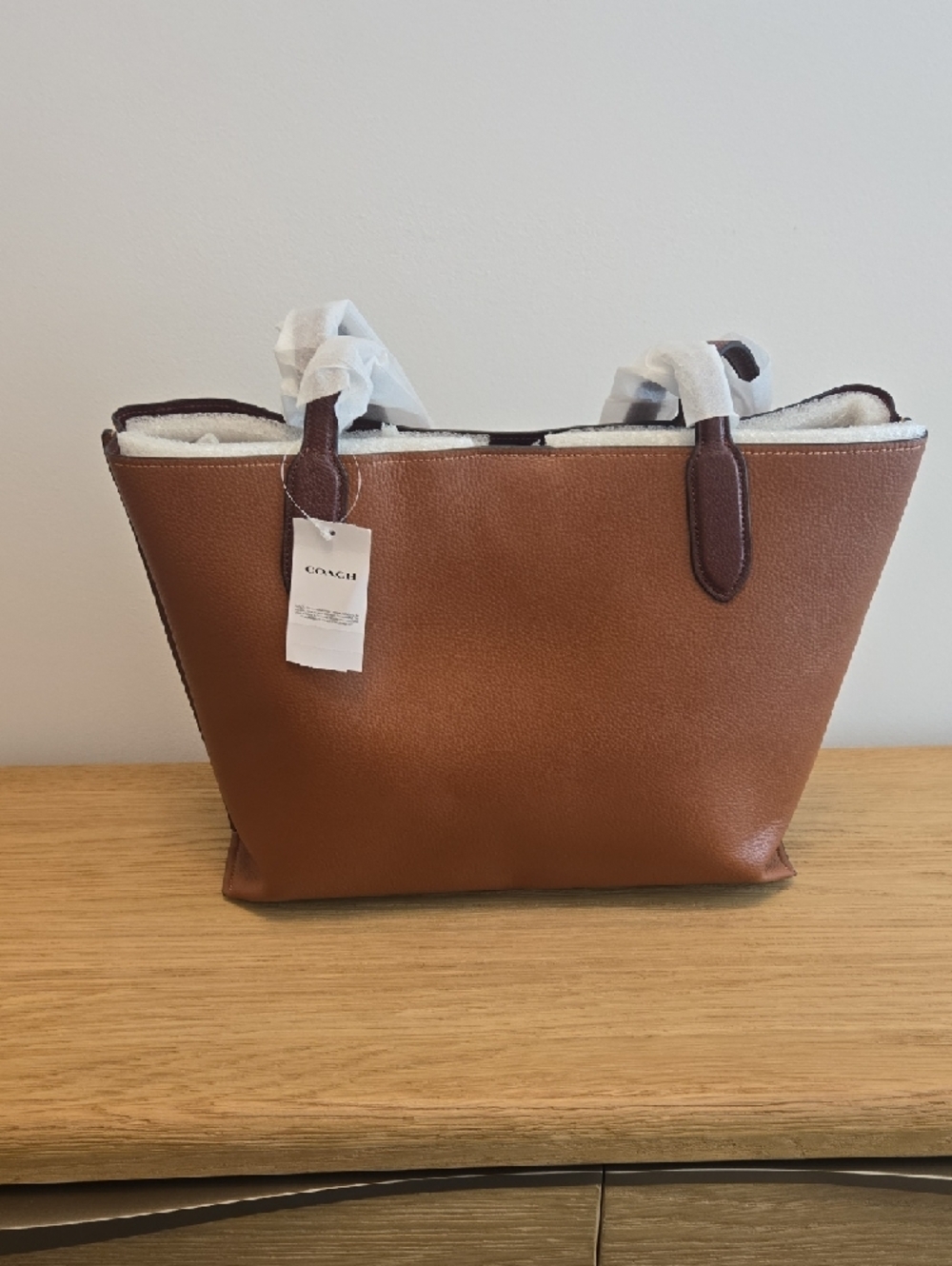Coach Willow Brown Pebbled Leather Tote with Dark Trim NWT - Picture 2 of 10